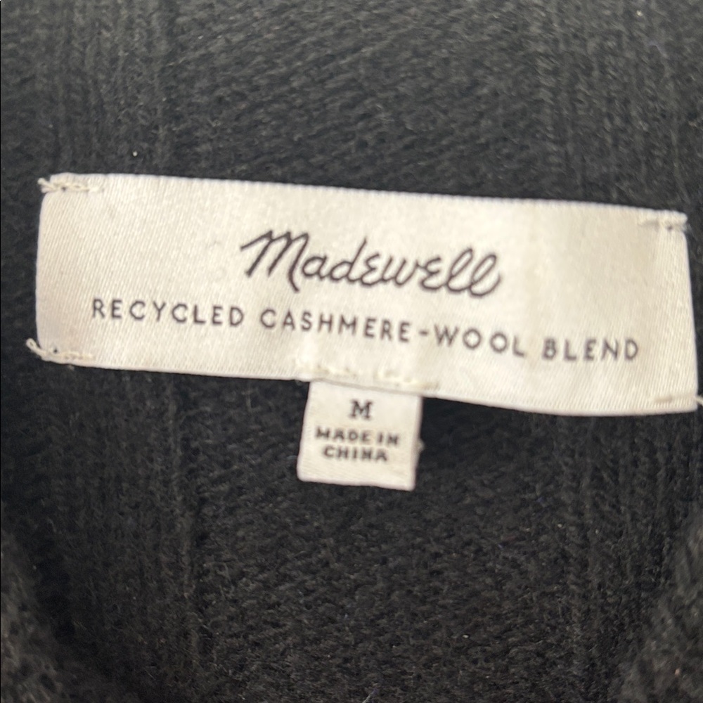 Madewell Black and Blue Striped Mock Neck Cashmere Blend Sweater M - Picture 4 of 6